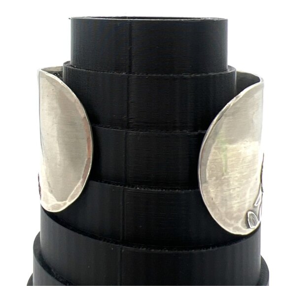 Wendell August Cuff Bracelet Forged Hand-Wrought Pewter Iris Lily Floral Sz 6.5 - Picture 2 of 5